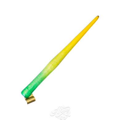 Wooden oblique penholder of Zenholder - gradient, жовто-зелений