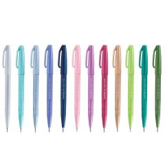 Pentel Sign Pen Brush Tip NEW COLORS, Blue Black